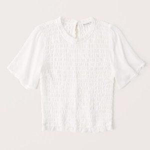 Abercrombie & Fitch White Smocked Top in Small